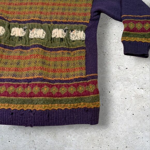 Vintage Acorn Pure Wool Sheep Sweater L Made in Great Britain Distressed Holes - Picture 6 of 14